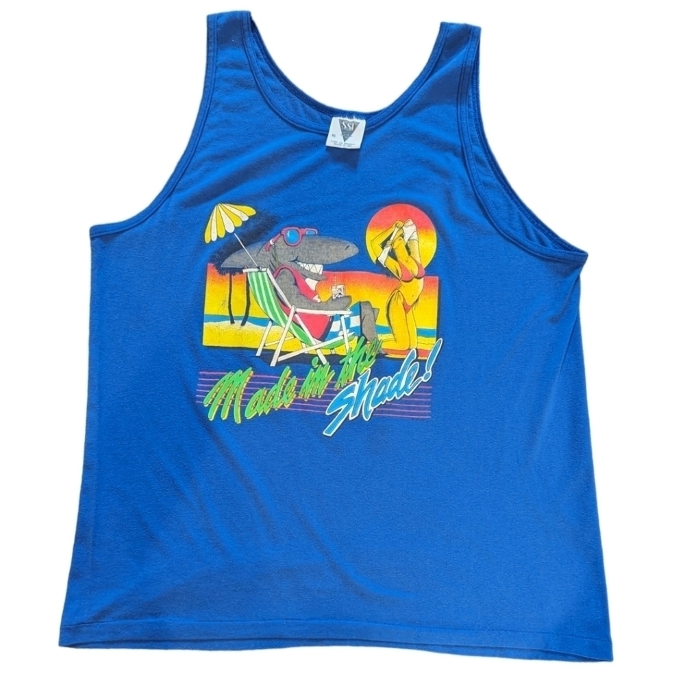 Vintage‎ 90s Made In The Shade Beach Graphic Shark Tank Size XL
